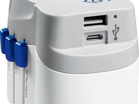 Adaptador Tomada Go Travel EU   Mundial com USB USB-C - Branco   Azul Sale