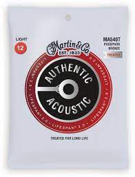 Martin MA540T Authentic Acoustic Lifespan 2.0 Treated 92 8 Phosphor Bronze Guitar Strings - .012-.054 Light For Discount