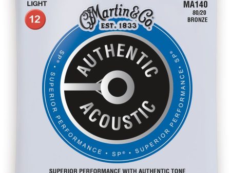 Martin MA140 SP 80 20 Bronze Authentic Acoustic Guitar Strings Light 12-54 Sale