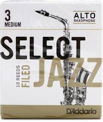 D Addario RSF10ASX3M - Select Jazz Filed Alto Saxophone Reeds - 3 Medium (10-pack) Online Sale