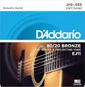 D Addario EJ11 80 20 Bronze Acoustic Guitar Strings, Light, 12-53 Online now