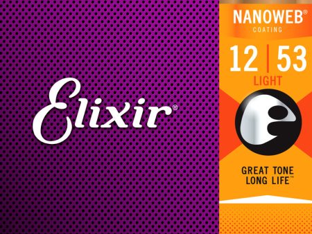 Elixir 16052 Phosphor Bronze Nanoweb Coated Acoustic Guitar Strings Light 12-53 For Cheap