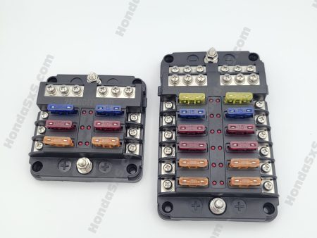 Fuse box with negative bus. 6 or 12 fuse unit, includes variety of fuses. FuseBox on Sale