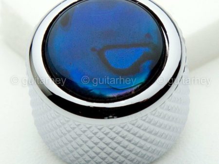 Q-parts Dome Guitar Knob Chrome With Blue Abalone Shell Kcd0002 For Cheap