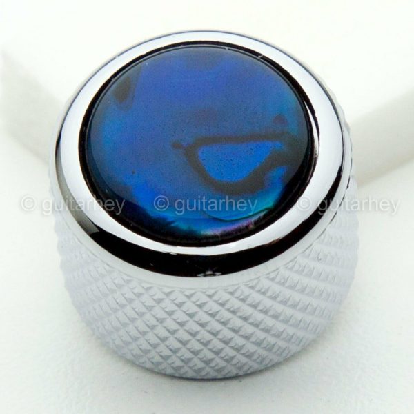 Q-parts Dome Guitar Knob Chrome With Blue Abalone Shell Kcd0002 For Cheap