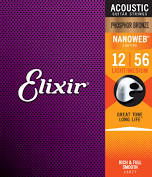 Elixir Strings Phosphor Bronze Acoustic Guitar Strings w NANOWEB Coating, Light Medium (.012-.056) For Discount