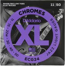 D Addario ECG24 XL Chromes Flatwound Electric Guitar Strings - .011-.050 Jazz Light For Discount