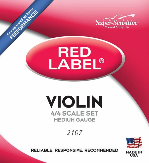 RED LABEL 12107 SUPER SENSITIVE VIOLIN 4 4 MEDIUM GAUGE STEELCORE STRINGS Online