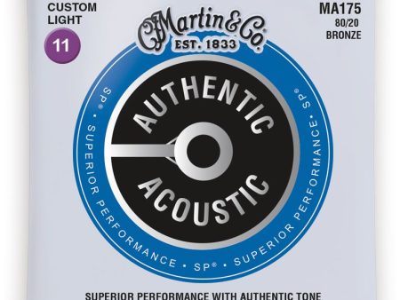 Martin MA175 SP 80 20 Bronze Authentic Acoustic Guitar Strings Custom Light 11-52 Online