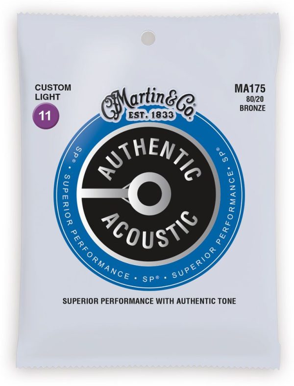 Martin MA175 SP 80 20 Bronze Authentic Acoustic Guitar Strings Custom Light 11-52 Online