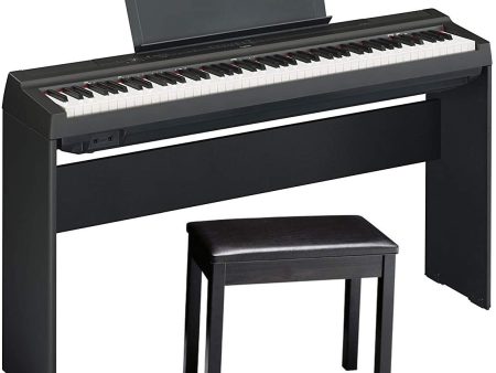 Yamaha P-125 88-Key Weighted Digital Piano Home Bundle with Furniture Stand and Bench For Discount