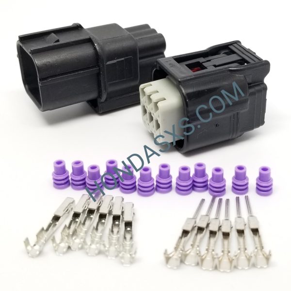 HVG 6 Pin Male & Female Plug Connector Set for Honda UTV, SxS, ATV. Wire connector with Terminals and seals. Online now