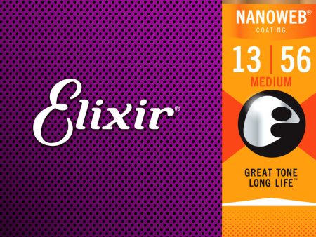 Elixir 16102 Phosphor Bronze Nanoweb Coated Acoustic Guitar Strings Medium 13-56 Online Hot Sale