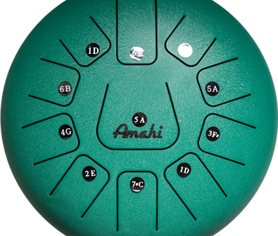 Amahi KLG12-11GR 12  Steel Tongue Drum - Green (Key of D) Online Sale