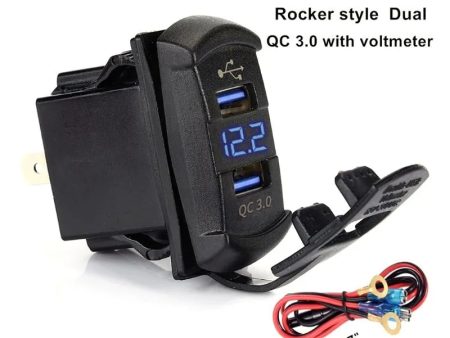 Quick Charge 3.0 Dual USB Rocker Switch w LED Voltmeter Discount