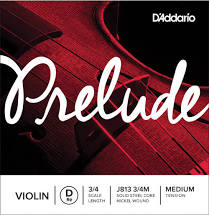 D Addario Prelude Violin D 3 4 Medium Tension J813 3 4M, Single String Supply