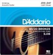 D Addario EJ36 12-String 80 20 Bronze Light Acoustic Guitar Strings Hot on Sale