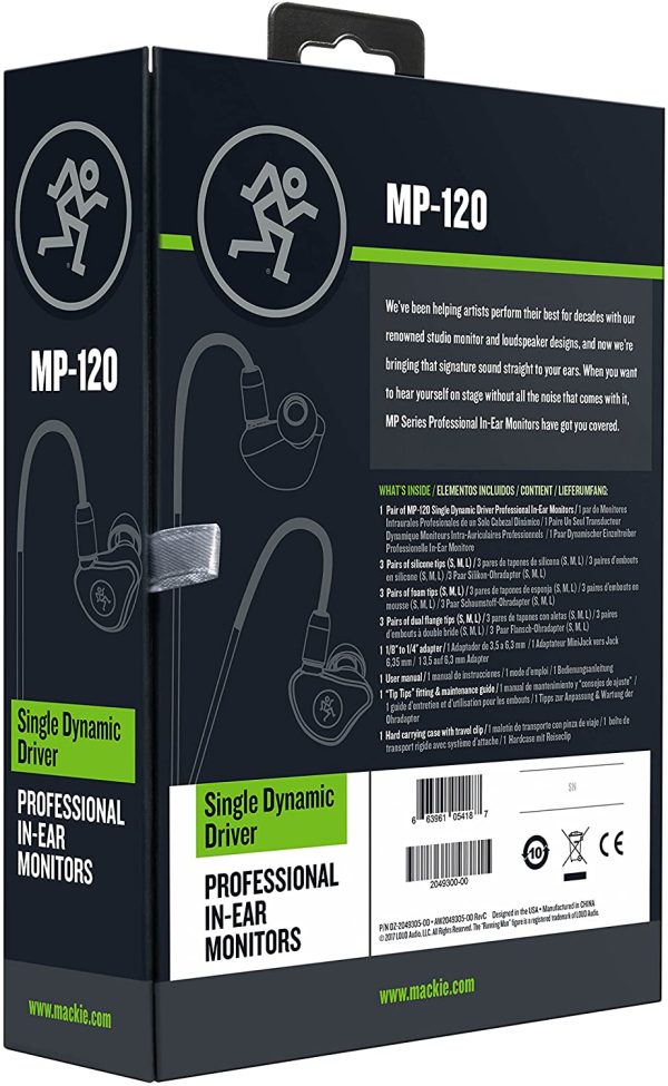 Mackie In- Ear Headphones & Monitors, Single Driver (MP-120) Sale